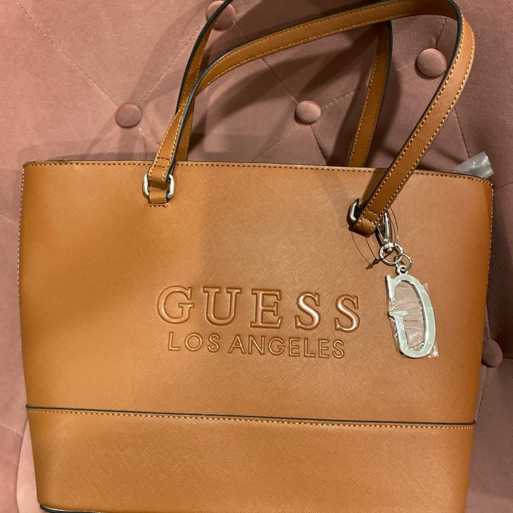 Cognac colored Guess Los Angeles hand bag